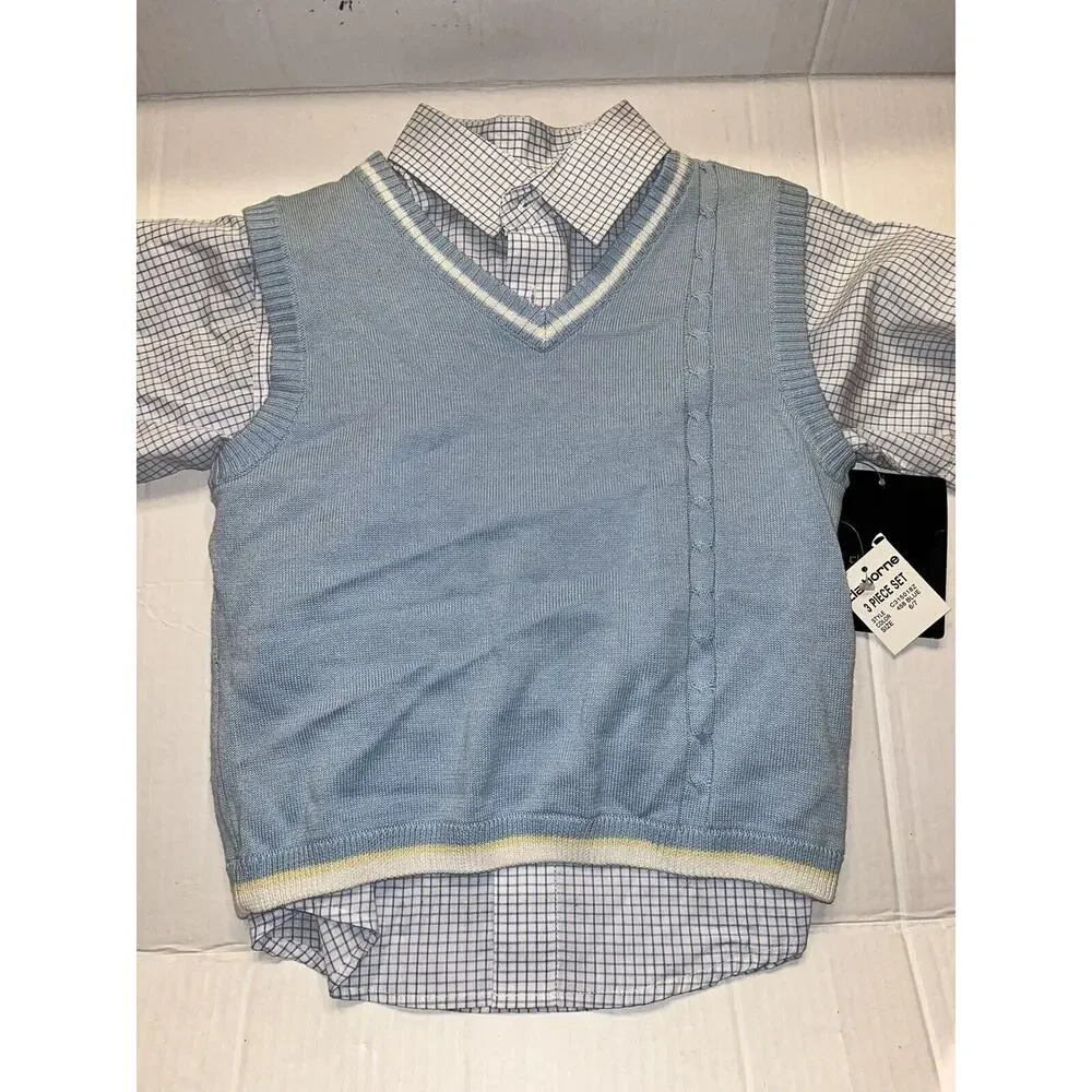 Claiborne Boys Blue Sweater Vest & Button Up Shirt 2-Piece Set Boys 6/7 Easter